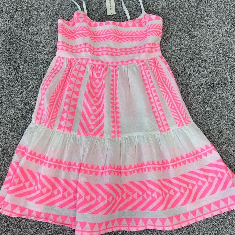 NWT Francesca’s Pink Ivory Aztec Printed Sleeveless Mini Dress Cotton Size Small